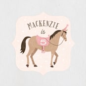 "Saddle Up" - Children's Birthday Party Stickers in Rose by Karidy Walker - Front