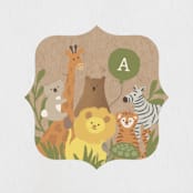 "Zoo friends" - Children's Birthday Party Stickers in Kraft by Jennifer Wick - Front