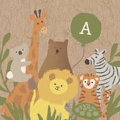 "Zoo friends" - Children's Birthday Party Stickers in Kraft by Jennifer Wick - In Use