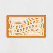 "The Birthday Express" - Children's Birthday Party Stickers in Sunset by Shiny Penny Studio - Front