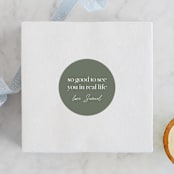"Rolled into one" - Children's Birthday Party Stickers in Moss by Hudson meet Rose - Front