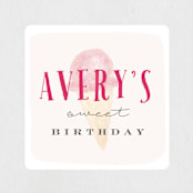 "Ice Cream Parlor" - Children's Birthday Party Stickers in Blush by Nicoletta Savod - Front
