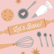 "Fun Baking" - Children's Birthday Party Stickers in Blush by heythird - In Use