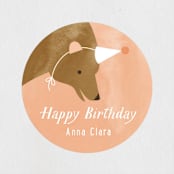 "Little Bear" - Children's Birthday Party Stickers in Peach by Just Eleanor - Front
