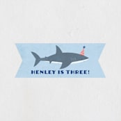 "Shark Tank" - Children's Birthday Party Stickers in Sky by Karidy Walker - Front