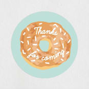 "Donut Miss The Party" - Children's Birthday Party Stickers in Blue Sky by Shiny Penny Studio - Front