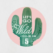 "Wild Cactus" - Children's Birthday Party Stickers in Blush by Baumbirdy - Front