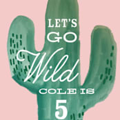 "Wild Cactus" - Children's Birthday Party Stickers in Blush by Baumbirdy - In Use