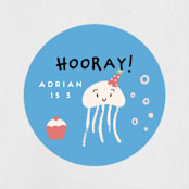 "como" - Children's Birthday Party Stickers in Carribean by chocomocacino - Front