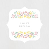 "Sweet Floral Frame" - Children's Birthday Party Stickers in Cupcake by Sara Berrenson - Front
