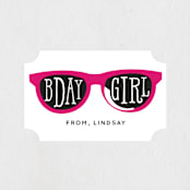 "Birthday Girl Shades" - Children's Birthday Party Stickers in Fuchsia by Baumbirdy - Front