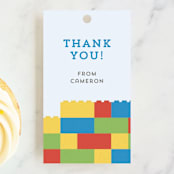 "Master Builders Party" - Children's Birthday Party Favor Tags in Cobalt by Belia Simm - Front
