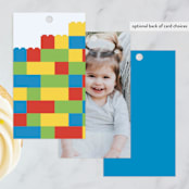 "Master Builders Party" - Children's Birthday Party Favor Tags in Cobalt by Belia Simm - Back of Card Options