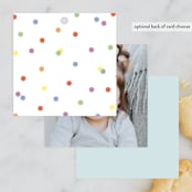 "Rainbow Celebration" - Children's Birthday Party Favor Tags in Soft Teal by Angela Garrick - Back of Card Options