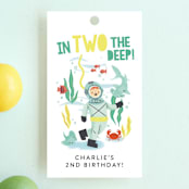 "Deep Dive" - Children's Birthday Party Favor Tags in Sea Green by Itsy Belle Studio - Front