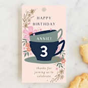 "Tea Party Cups" - Children's Birthday Party Favor Tags in Vanilla by Alethea and Ruth - Front