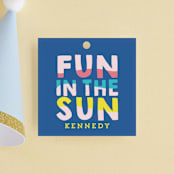 "Fun Sun" - Children's Birthday Party Favor Tags in Carribean by Baumbirdy - Front
