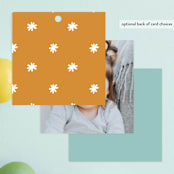 "Animals on parade" - Children's Birthday Party Favor Tags in Pear by Jennifer Wick - Back of Card Options