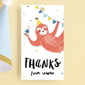 "Party Sloth" - Children's Birthday Party Favor Tags in Marine by Melissa Egan of Pistols - Front