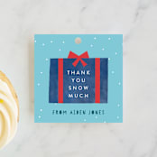"snow much fun" - Children's Birthday Party Favor Tags in Navy by Kanika Mathur - Front