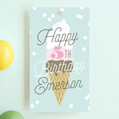 "Ice Cream Cone" - Children's Birthday Party Favor Tags in Frozen by Alethea and Ruth - Front