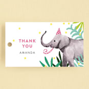 "Jungle Party" - Children's Birthday Party Favor Tags in Dragon Fruit by Cass Loh - Front