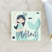 "glitter mermaid" - Children's Birthday Party Favor Tags in Deep Sea by peetie design - Front