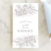 "Floral ONE" - Children's Birthday Party Favor Tags in Rose Gold by Phrosné Barwood - Front