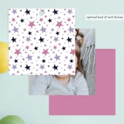 "Late Over" - Children's Birthday Party Favor Tags in Mixed Berry by Amy Payne - Back of Card Options