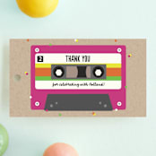"Retro Cassette " - Children's Birthday Party Favor Tags in Fuchsia by Erica Krystek - Front