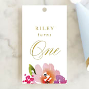 "Butterfly Garden" - Children's Birthday Party Favor Tags in Peony by Angela Marzuki - Front