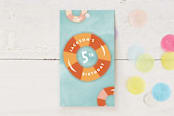 "Pool Party" - Children's Birthday Party Favor Tags in Palm Springs by Robert and Stella - Front