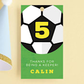 "Soccer" - Children's Birthday Party Favor Tags in Sunshine by Kate Ahn - Front