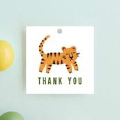 "Bear and Tiger" - Children's Birthday Party Favor Tags in Forest by iamtanya - Front
