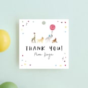 "Party Animals Marching to the Music" - Children's Birthday Party Favor Tags in Gumdrops by Maggie Maeve - Front