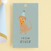 "Puppy Pizza Party" - Children's Birthday Party Favor Tags in Cobblestone by Stephanie Given - Front