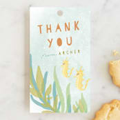 "Sea Party" - Children's Birthday Party Favor Tags in Sea Weed by Grace Kreinbrink - Front