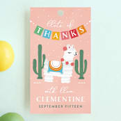 "Llama Piñata" - Children's Birthday Party Favor Tags in Strawberry by Jennifer Lew - Front