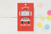 "Sound the Alarm Firetruck" - Children's Birthday Party Favor Tags in Poinsettia by Alethea and Ruth - Front