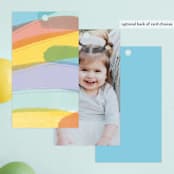 "Up, Up and Away" - Children's Birthday Party Favor Tags in Rainbow by Creo Study - Back of Card Options