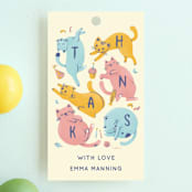 "Let's Pawty" - Children's Birthday Party Favor Tags in Candy by Shannon Chen of Four Wet Feet Studio - Front