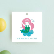 "Mermaid" - Children's Birthday Party Favor Tags in Aqua by Lori Wemple - Front