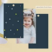"Two the moon" - Children's Birthday Party Favor Tags in Midnight by Annie Holmquist - Back of Card Options