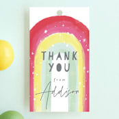 "Sparkling Rainbow" - Children's Birthday Party Favor Tags in Fruit Punch by Rebecca Durflinger - Front