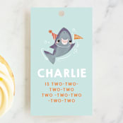 "Snappy Birthday" - Children's Birthday Party Favor Tags in Ocean by Itsy Belle Studio - Front