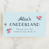 "Disney's Alice In Wonderland Birthday" - Children's Birthday Party Favor Tags in Sky by Annie Holmquist - Front