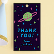 "Disney and Pixar birthday Buzz" - Children's Birthday Party Favor Tags in Night Sky by Katie Zimpel - Front
