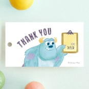 "Disney and Pixar's Monster's Inc Party Door" - Children's Birthday Party Favor Tags in Roar by curiouszhi - Front