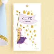 "Disney's Tangled Floral Birthday Invite" - Children's Birthday Party Favor Tags in Lilac by Katherine Dietz - Front