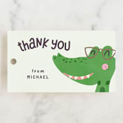 "Come Aboard" - Children's Birthday Party Favor Tags in Rust by Vera Lim - Front